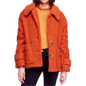 Free People *SO SOFT* Teddy Coat In Terra Cotta